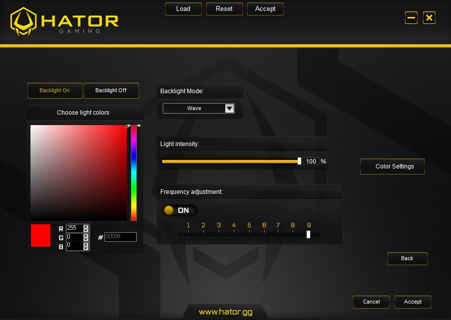 RGB Backlight customization Hator Gaming Software