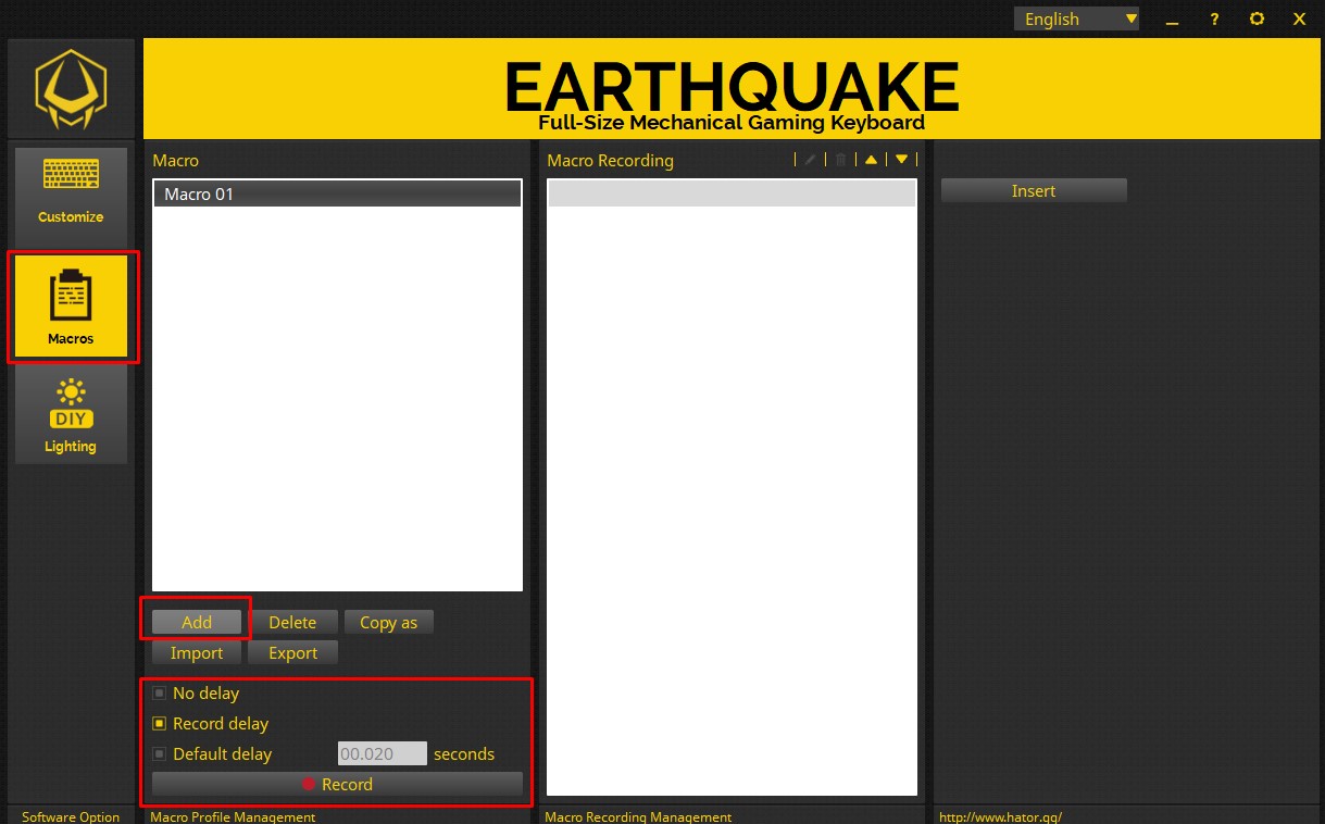 Writing macro in Hator Gaming Software