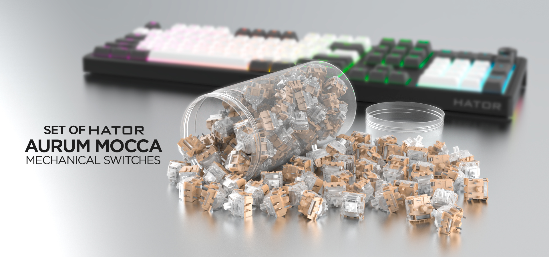 Hator Set of Mechanical Hotswap Switches HATOR Aurum Mocca Tactile Silent Hator Set of Mechanical Hotswap Switches HATOR Aurum Mocca Tactile Silent
