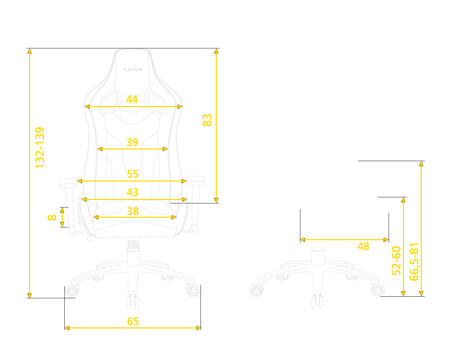 Розмір крісла Hator