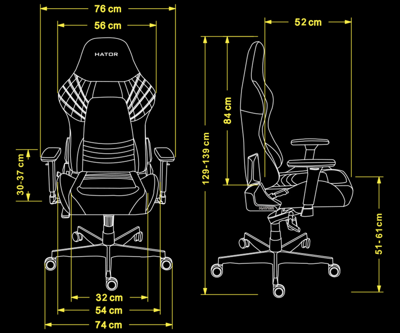 Wymiary HATOR Darkside 3 Pro Fabric l