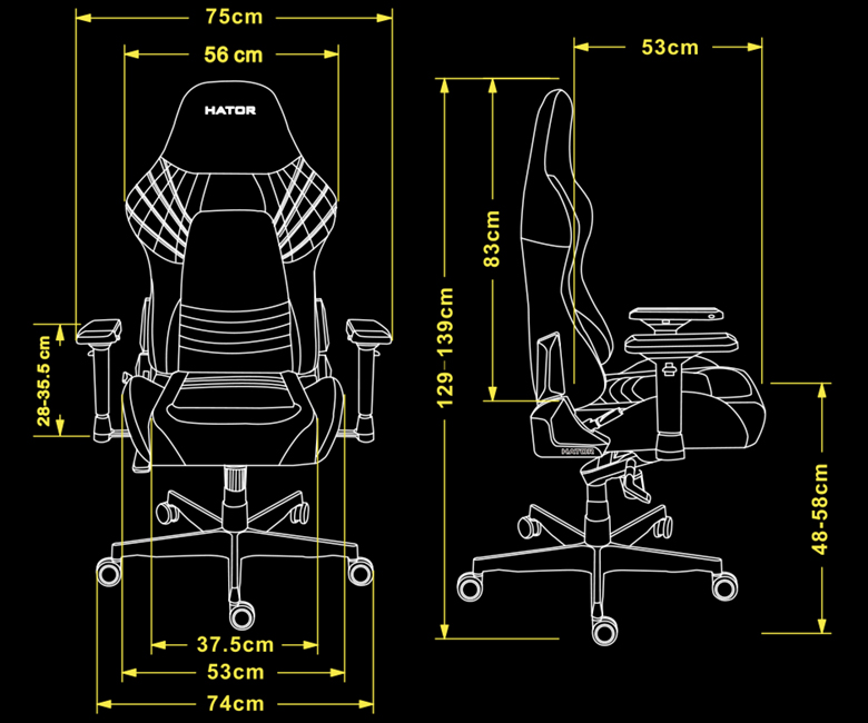 Wymiary HATOR Darkside 3 Pro Fabric m