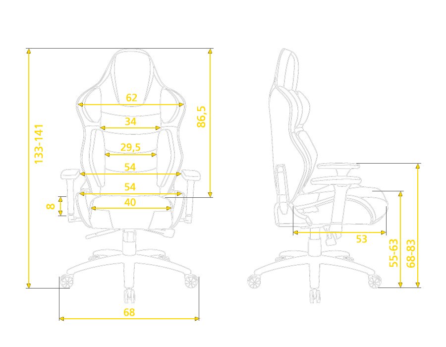 Розмір крісла Hator