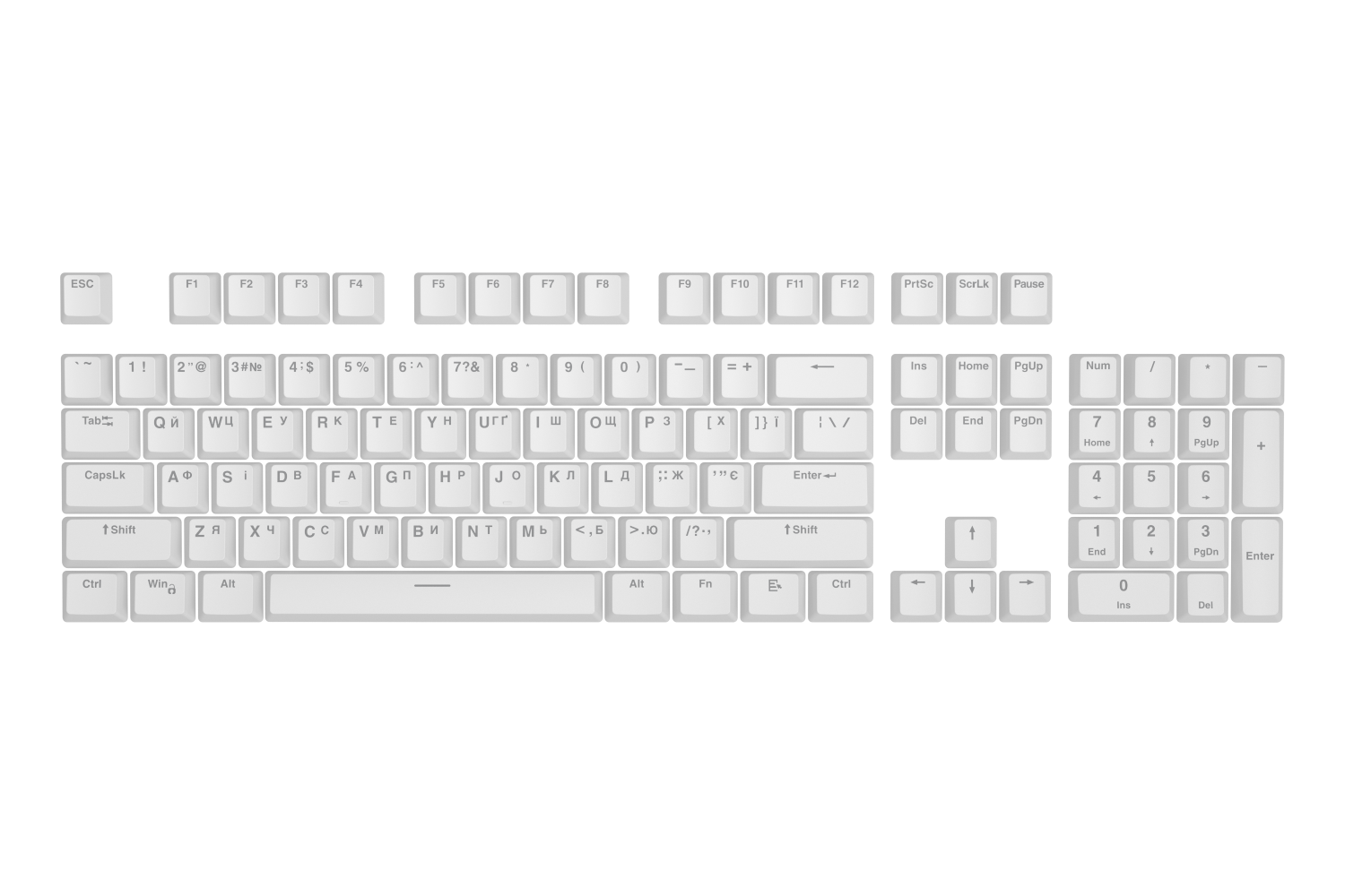 Hator First Ukrainian PBT Keycaps White зображення 1