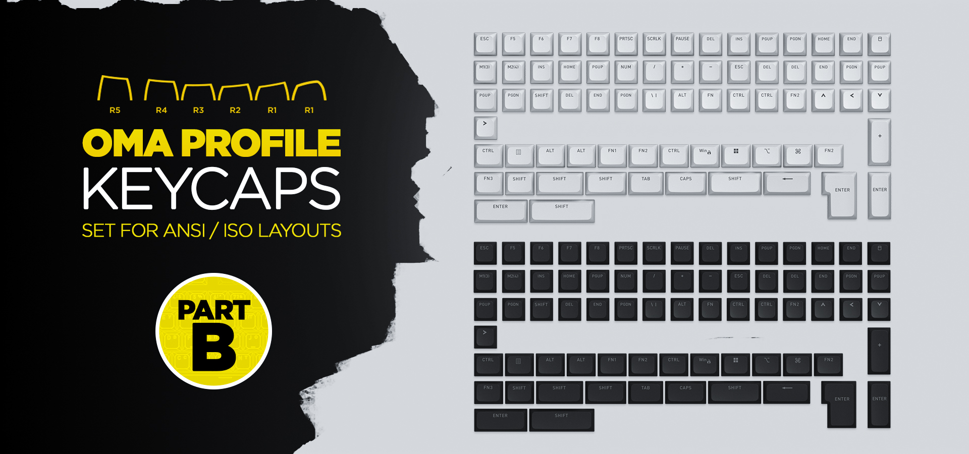 Комплект кейкапів профілю OMA для розкладок ANSI/ISO (частина Б)