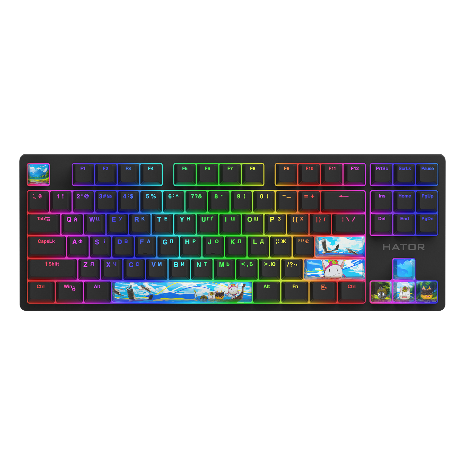 HATOR Set of PBT Keycaps Authentic Edition Fighting Cats obraz 3